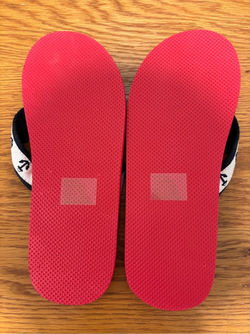 Crewcuts Red & White Striped Flip Flops with Anchor-Print Straps